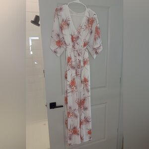 Floral Kimono Sleeve Maxi Dress